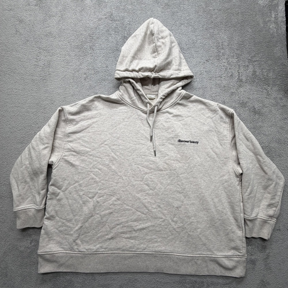 Helena Christensen X H&M Hoodie Womens XL‎ Beige Floral Graphic Discover Beauty